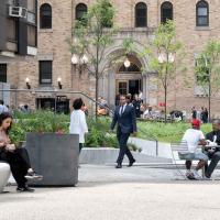 View of Mailman building with some passerby